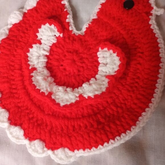 Handmade Crochet Lot of 2 Chickens White and Red Kitchen 6"×8.5" Dollies - Picture 2 of 6